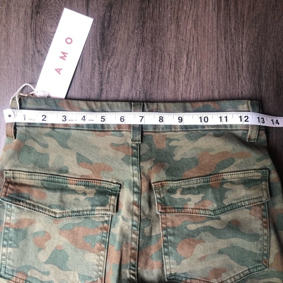 AMO Camo Ankle Pants Women’s Size 23 NWT Green Denim Army Premium Modern - Picture 7 of 12